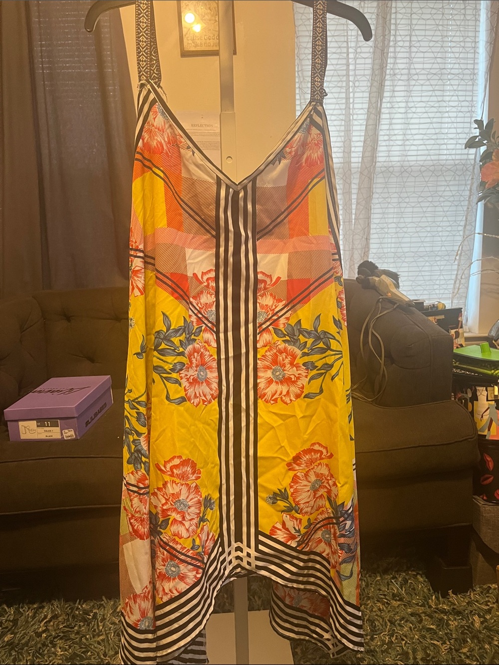 Rise and Blossom Vibrant Floral Yellow Summer Slip Dress